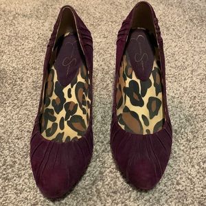 Dark purple suede Jessica Simpson heels